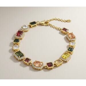 Multi Color CZ Gold Tone Adjustable Bracelet